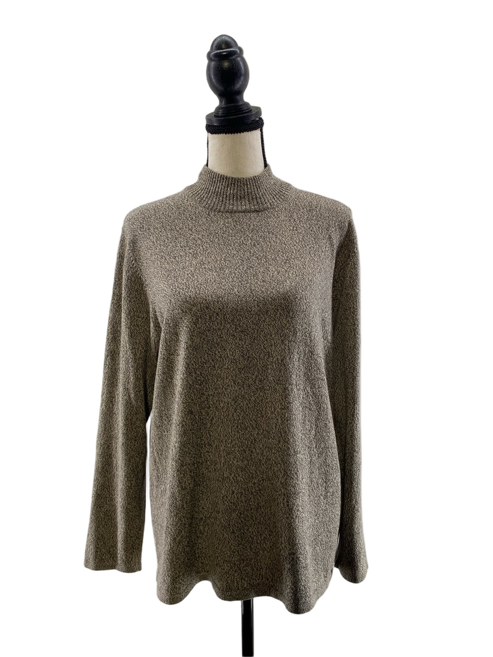 URBAN COLLECTION BY JERELL Vintage Mock Neck Women's Sweater in Taupe—L - Picture 6 of 7